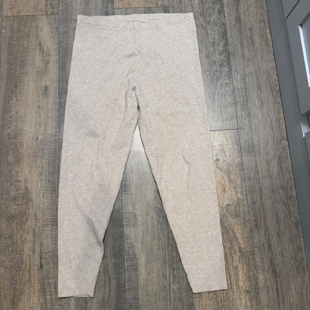 CALIDA Switzerland Vintage Women's Size Large Beige Cotton Blend Ribbed Leggings